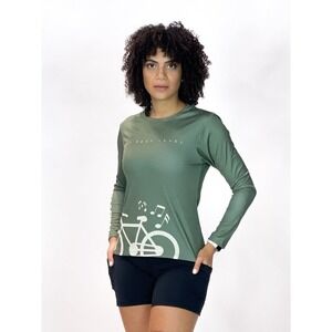 Purepower Cycling Women Long Sleeve Shirt Gray Music Indoor Outdoor Sz. S UPF 50